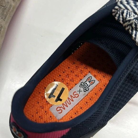 Psycho Bunny X SWIMS The Breeze Tennis Knit Sneakers Shoes Navy Blue Men Size 11